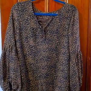 Animal Print Tie-Front Blouse